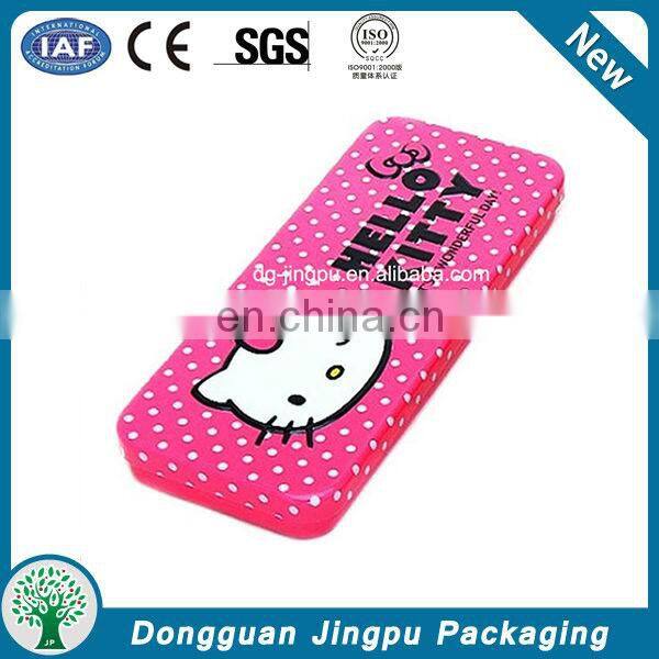 Custom printed metal rectangular kids tin pen case
