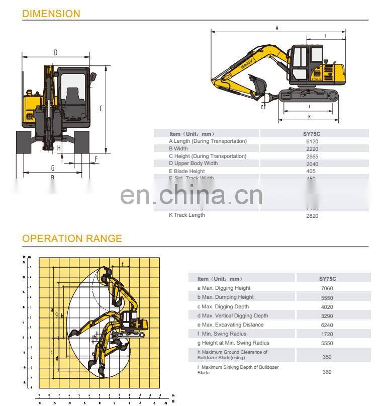 Well-known Brand SANY Hydraulic Excavator SY75C