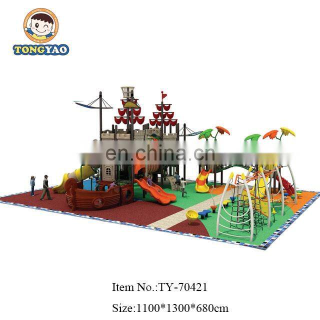 Plastic Playground Material outdoor Pirate ship slide, playground climbing net