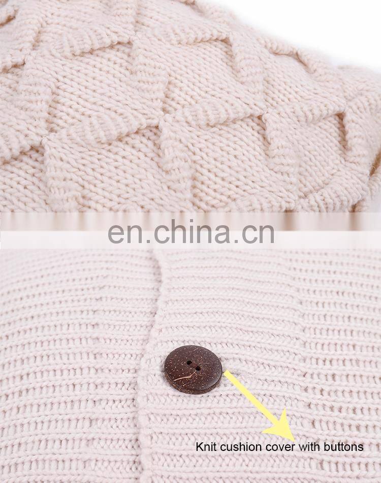 2018 American style knit home decorative sofa cushion cover with buttons