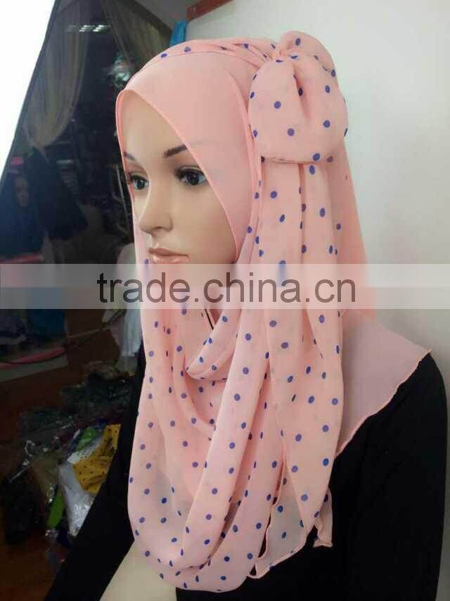 2015 Summer Two pieces chiffon bowknot muslim hijab