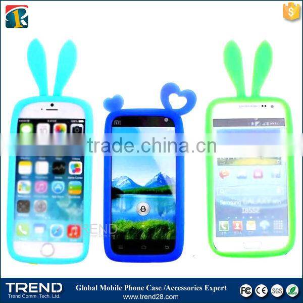 flexible round design cute rabbit ear universal silicon bumper for iphone 6 6s