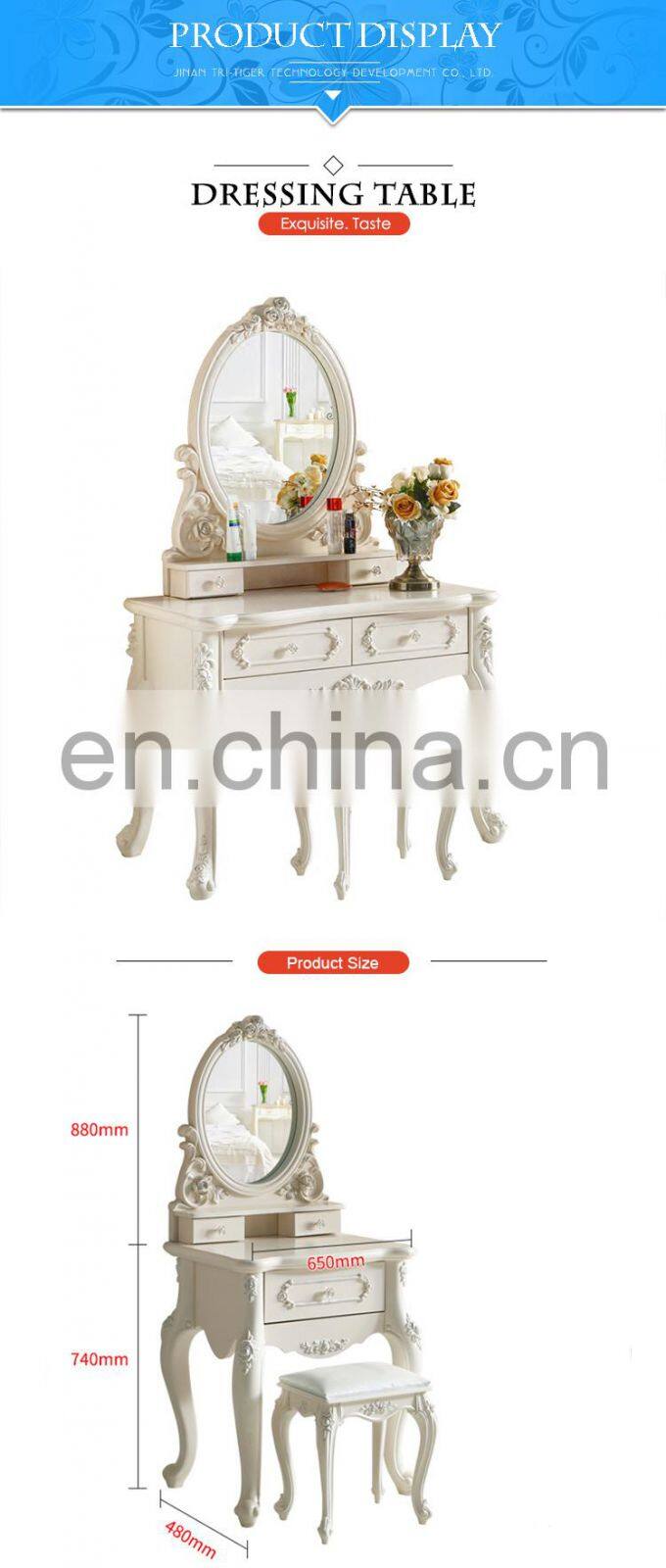Dresser European Style Small Dresser White Wood Makeup Table With Mirror