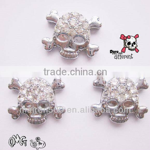 Free Shipping DIY Rhinestone Skull Slide Charm