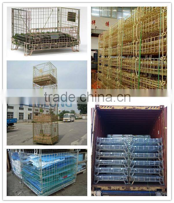 Large storage mesh steel container with 4 wheel
