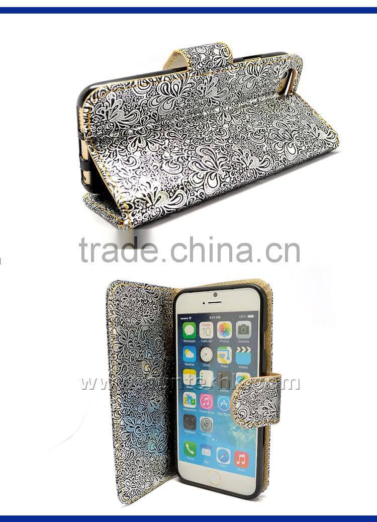 Retro Flower PU Leather Wallet Case For iPhone 6S
