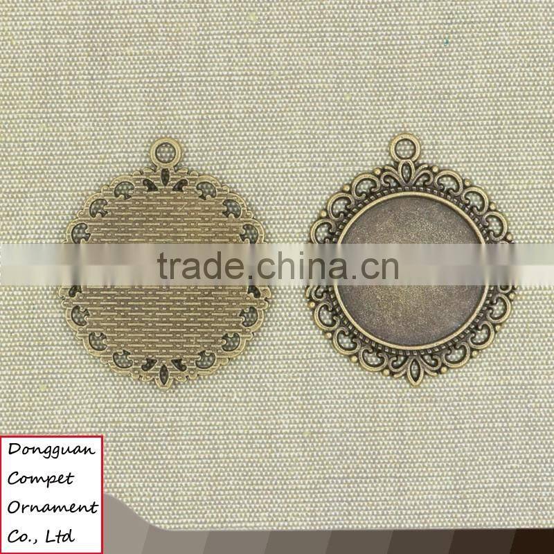 Time gem circular Fine lace pattern diy zinc alloy round pendant