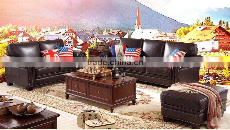 New American real leather sofa high quality living room furniture sectional sofa
