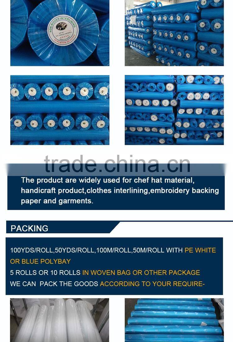 100% polyester chemical bonding 1080H embroidery backing paper for Peru market