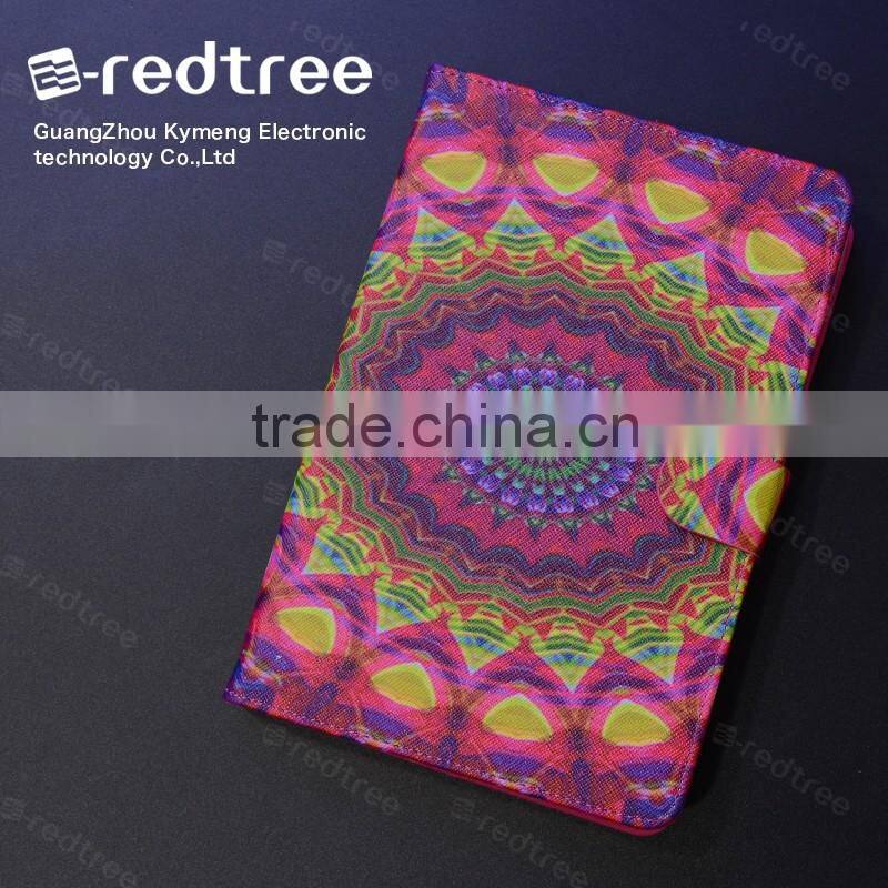 flower printing with good quality pu leather standing cover case for tablet