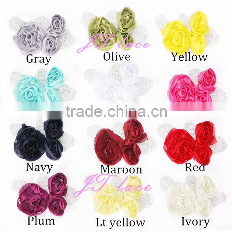 Chiffon Flower and Silver Leaf Sequin Flower Applique - DIY Flower Headbands - Bridal Applique