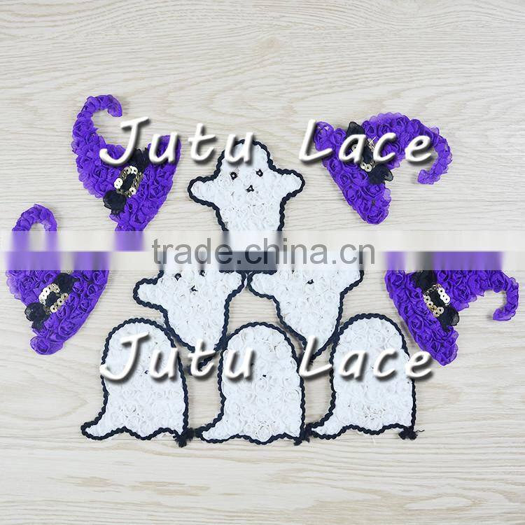 New Halloween cap chiffon shabby rose trim, popular symbols of Halloween hats rosette flower