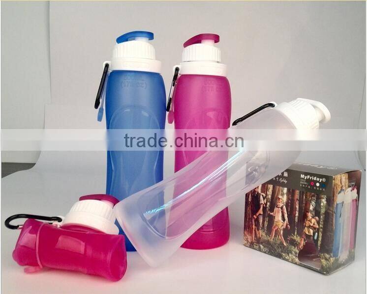 Soft squeeze silicone travel bottle collapsible water bottle joyshaker