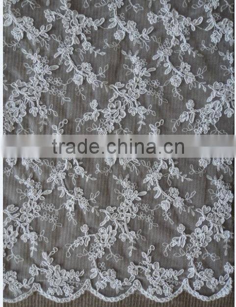 Best new design flower cord embroidery fabric for wedding