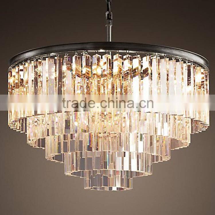 Cristal Iron Pendant Lighting Crystal Candle Chandelier Ceiling Light Hanging Lamps for Restaurant / Living Room CZ2527B/17