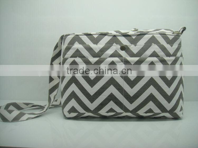 SLR Camera Bag for lady in Grey Chevron Stripe