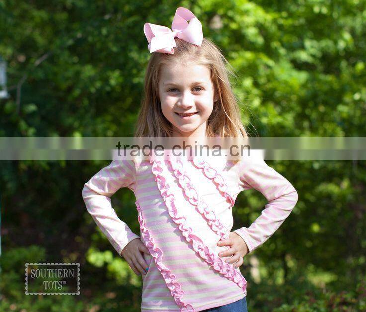 100% Cotton Baby Summer spring girls blank ruffle sleeve t shirt white ruffle shirt for little girls