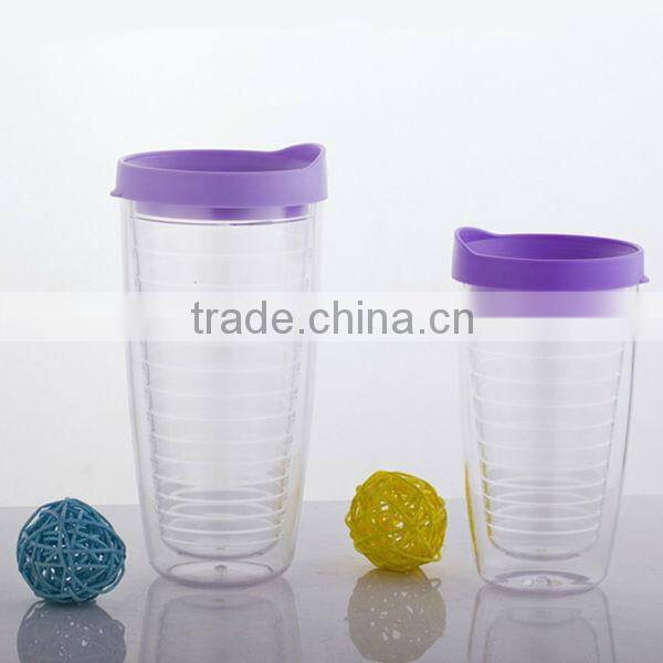 450ml/16oz BPA free plastic double wall tumbler with PVC sheet insert