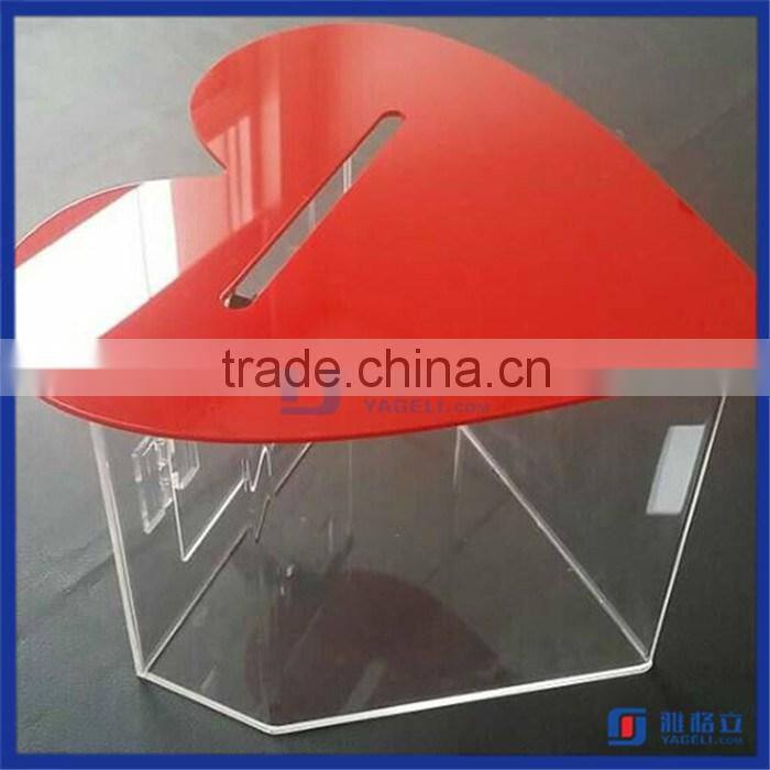 2016 Hot Sale!! Charity Donation Box with Lock / Wholesale Acrylic Donation Box