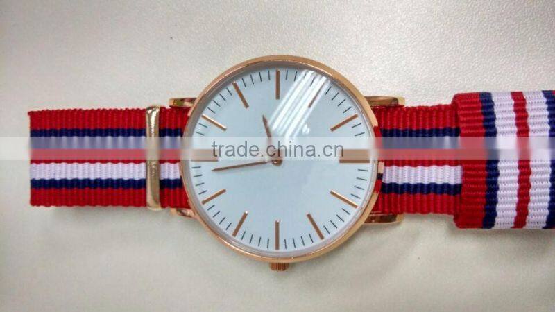 customized your logo Men Women Real Leather Nylon whatchband Luxury Rose Gold clock