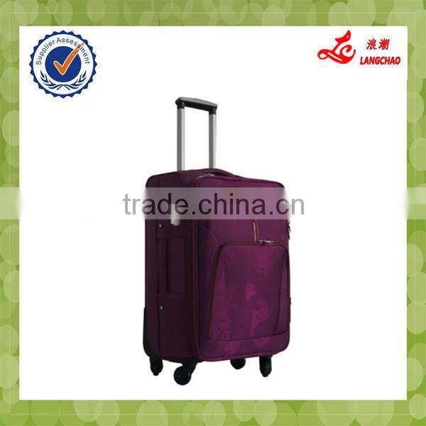 Purple Color Four Wheels Fashion Girls Travel Bag Vintage Trolley Luggage