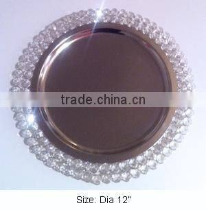 Designer Crystal charger plate, charger tray, beaded charger plate, glass bead charger plate