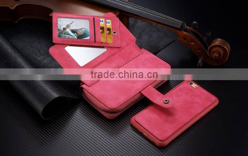 China Manufacturer Wholesale Woven Pattern Pouch Detachable Multifunction Wallet Leather Case for Iphone