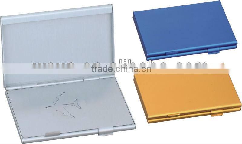 double layers business card holder with aluminum for promotional
