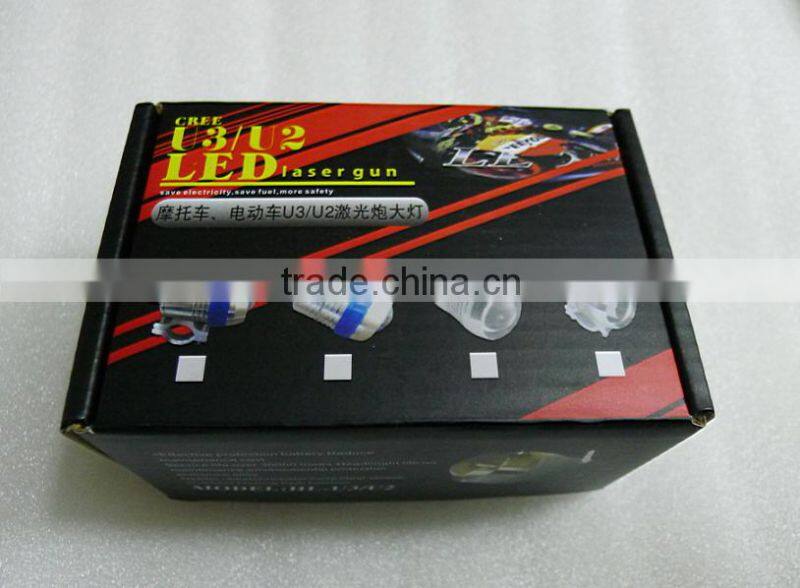 12V Black 30W U2 LED Laser Gun Day waterproof Spot Light Motorcycle Driving Front Headlight