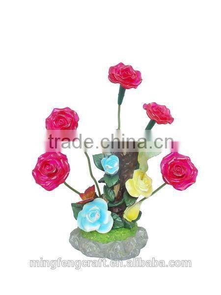 Indoor decorative resin flowers solar lights