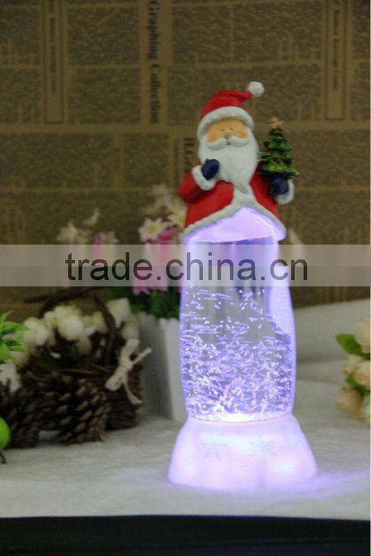 Led water filled christmas light battery operated flameless christmas Santa Clau light christmas vners for decoration