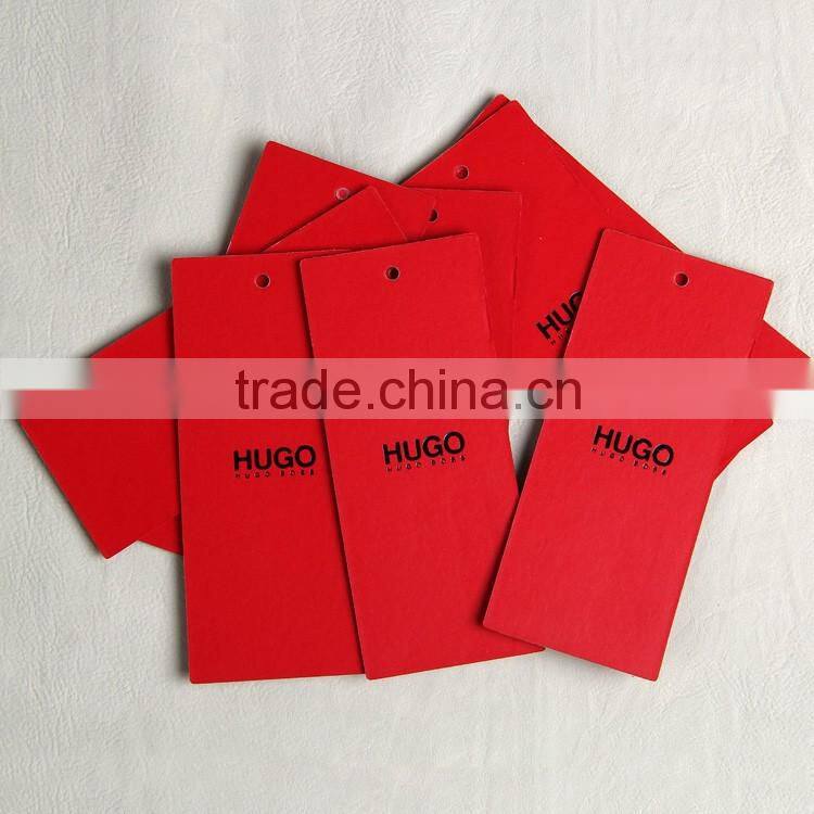 Coated Art Paper hang tag printed two sides with red color logo UV varnishing for girls