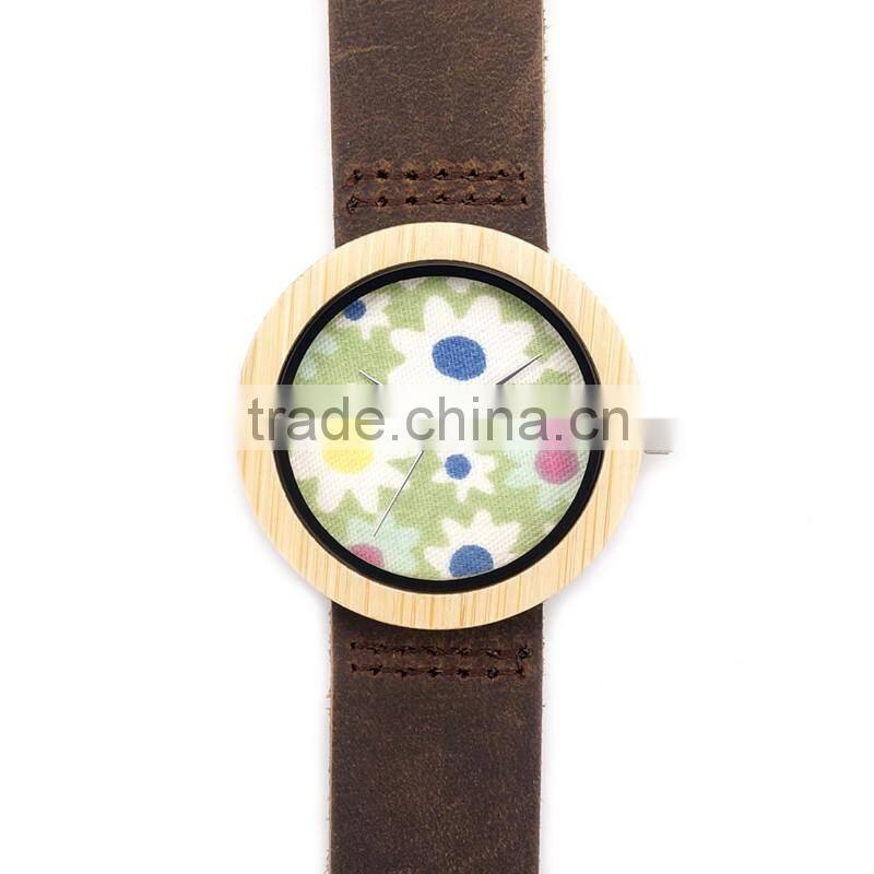 WJ-5353 Japan movement newest special genuine leather strap wood dial unisex watches