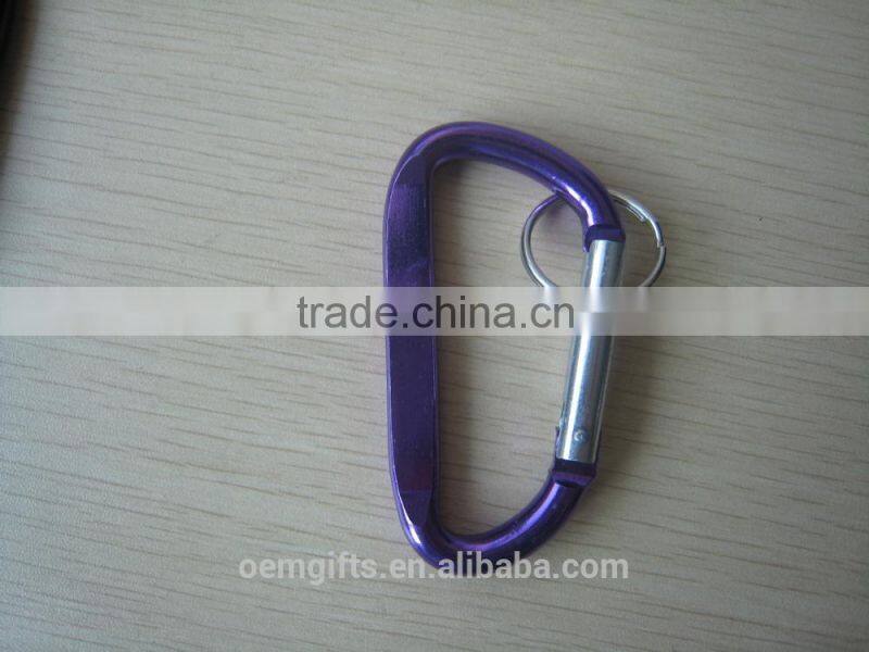 Large D Shaped Aluminum Carabiner With Keyring