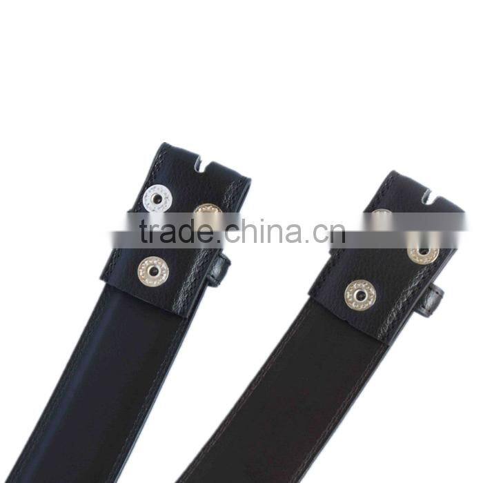 Cutting Edge Snap-on Black Leather Belt Without Buckle