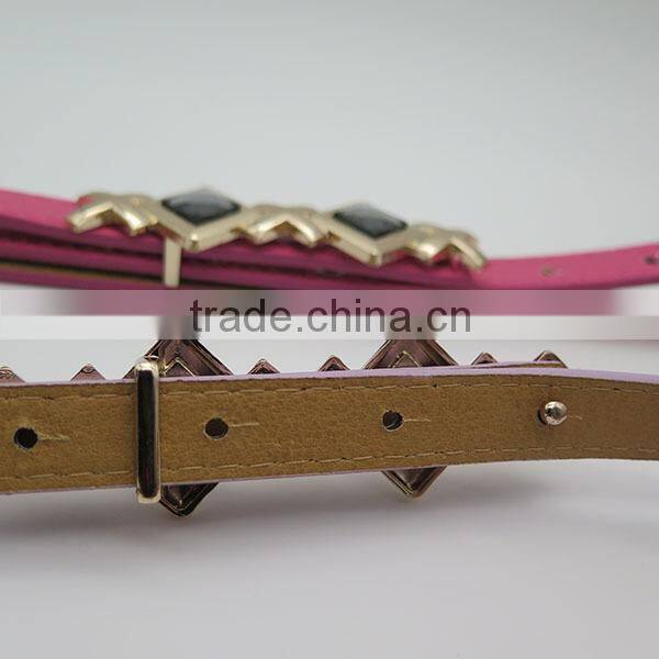 Lady's fashion skinny belt with glass for dress