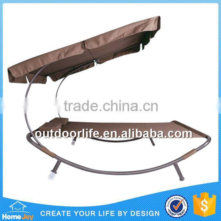 Cheap metal sun deck lounge with wheel, double sun lounge