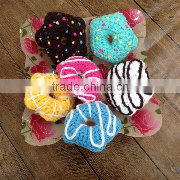 Chocolate Mini food toys round hand crochet donuts