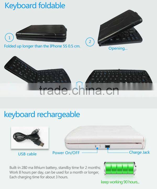2015 Fashion!! High Quality Rechargeable keyboard trade assurance mini bluetooth keyboard for smart phone