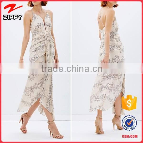 New Waterfall Chiffon Fabrication V-Neckline Cocktail Dress Design