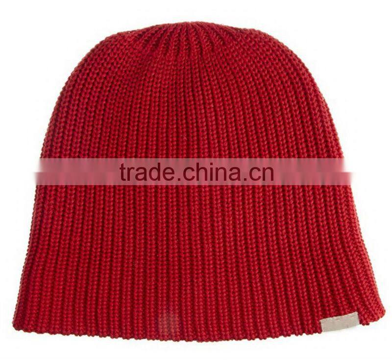 ribbed knit slouchy cotton beanie hat with applique logo patch