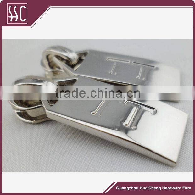 8#New Fashion Metal Non Lock Shiny Nickel Zipper Slider briefcase slider