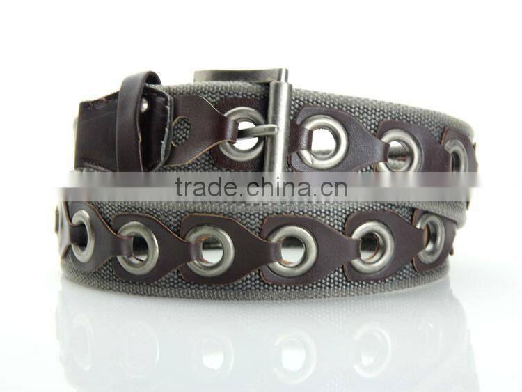 Men's Casual Jean 4cm Wide Wasehed Cotton Big Hole Grommet Belt