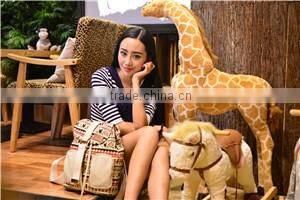 Folk women backpack fashionable canvas bags