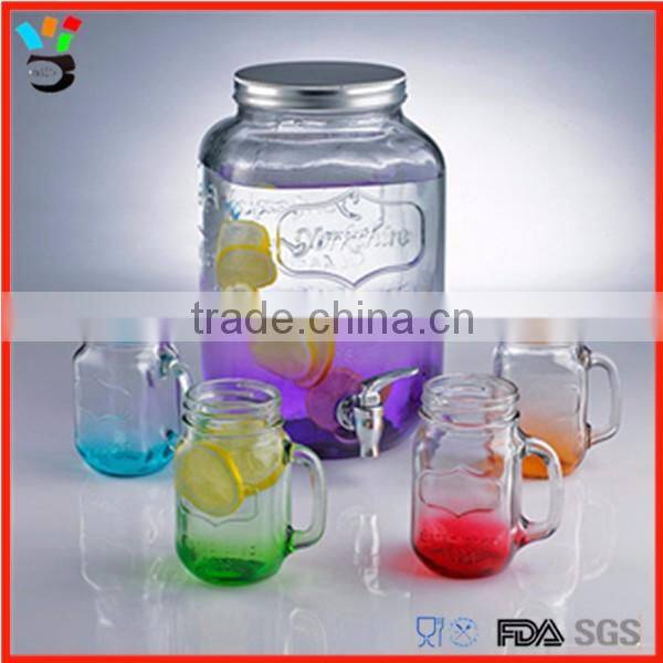 mason jar drinking dispenser set, mixed color mason jar dispenser