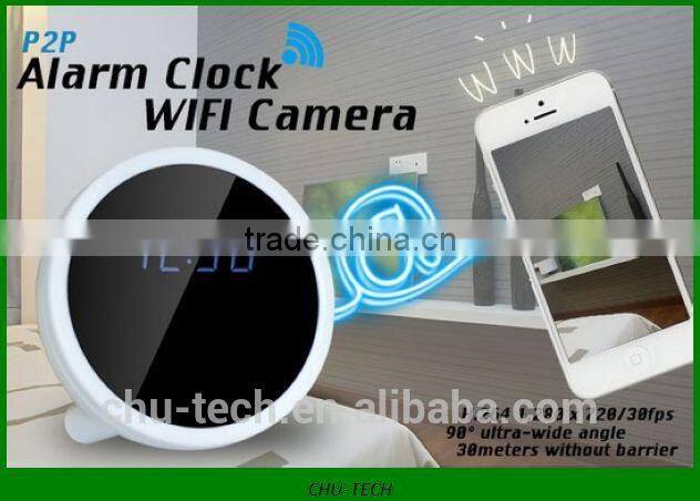 H.264 P2P WIFI function cycle recording ,Motion detection wireless mini hd camera clock