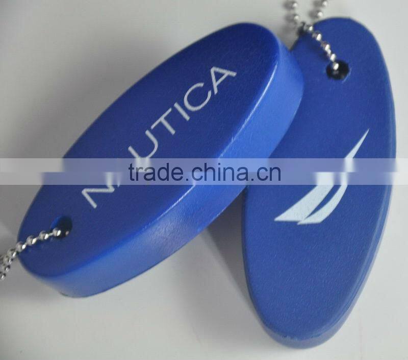 Custom made oval pu float key chain , floating sponge pu keychain