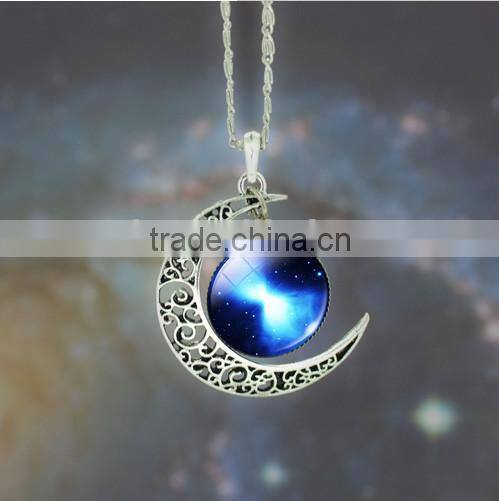 alloy moon time fashion pendant jewelry necklace
