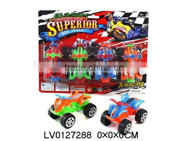 Plastic pull back motorcycle with people