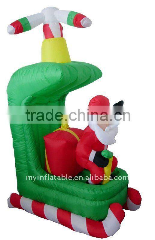 Inflatable santa in Helicopter